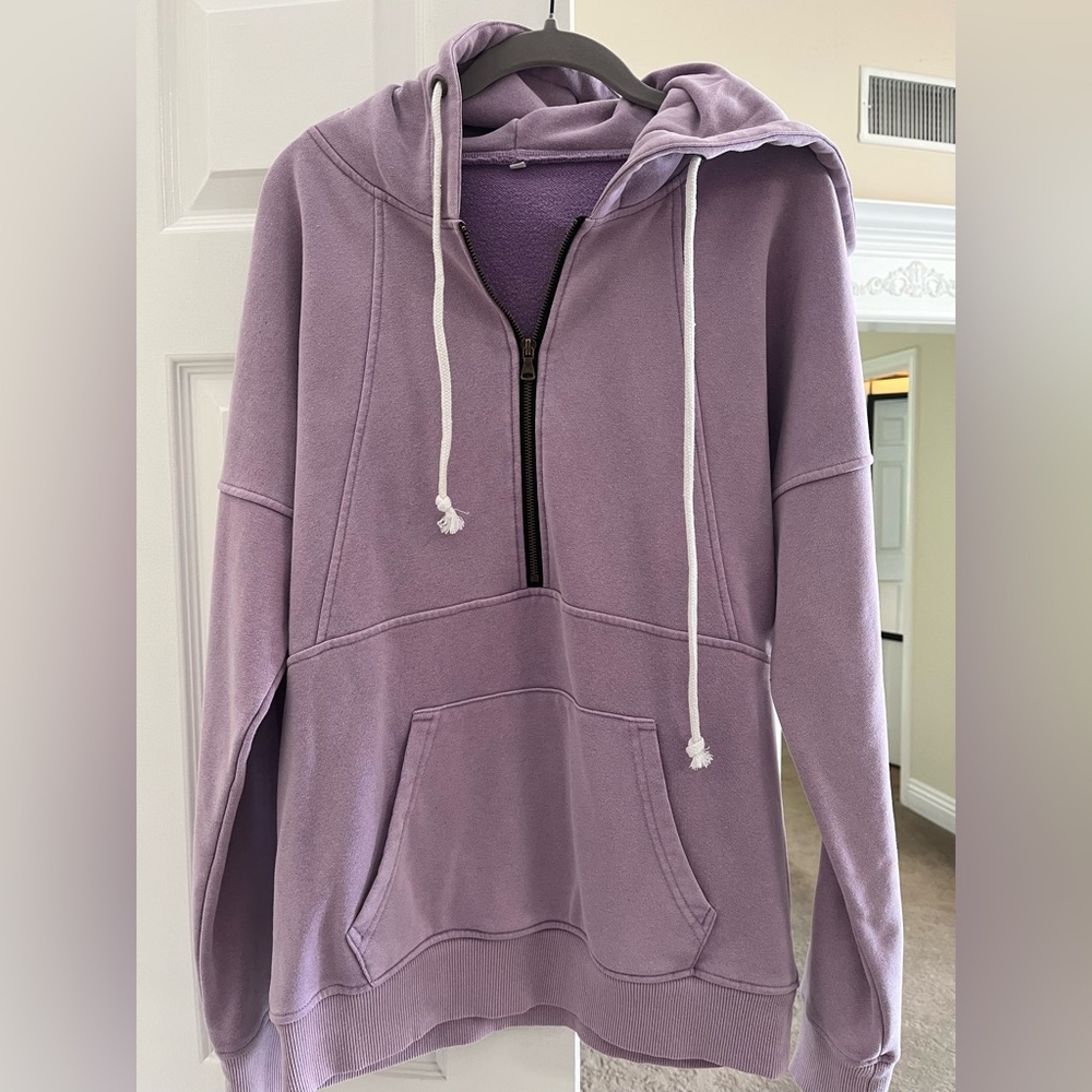 Michelle Mae Lavender Half-Zip Hooded Sweatshirt - Women